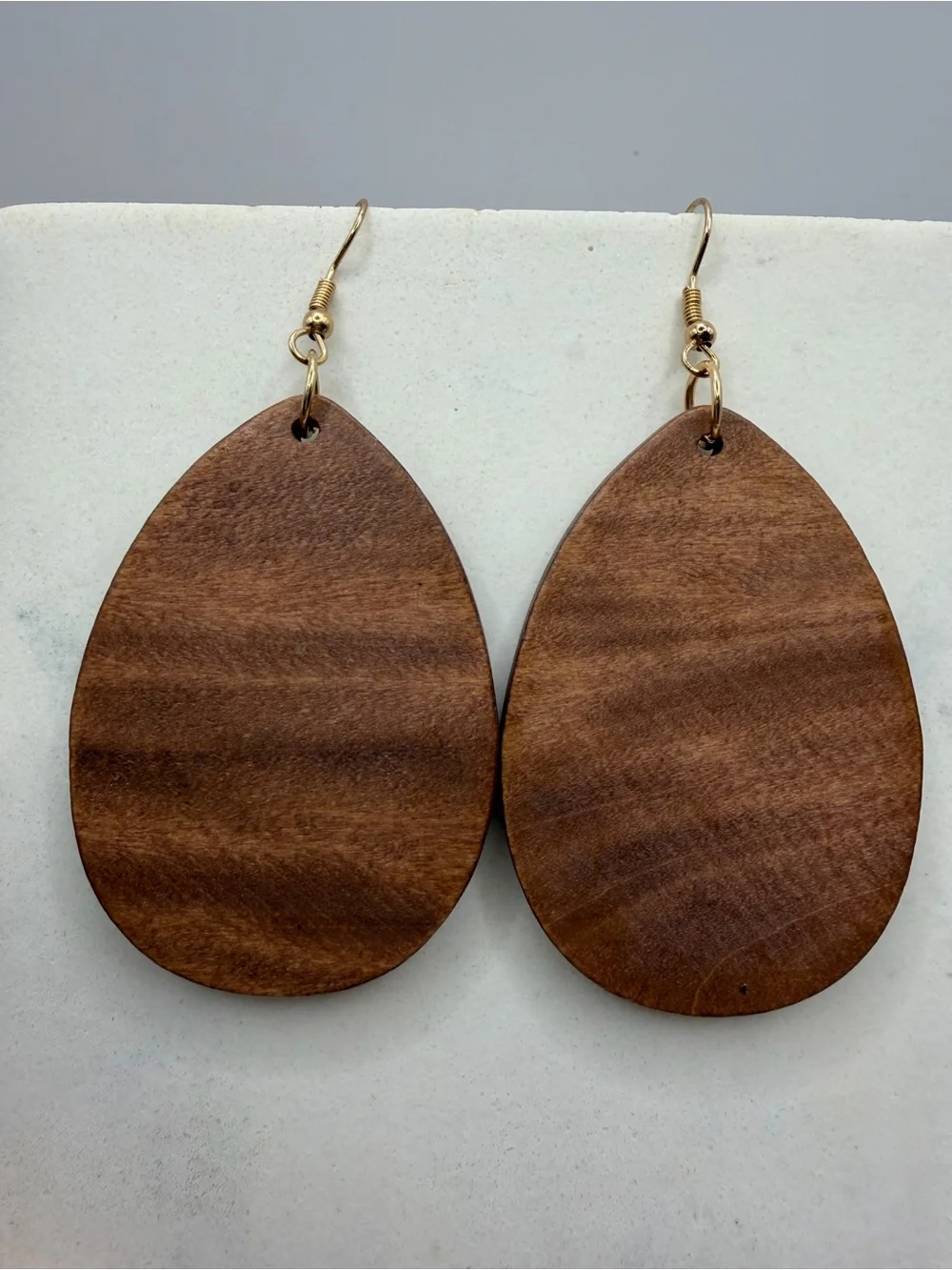 Wood Teardrop Earrings | Lightweight Boho Natural Grain Dangles